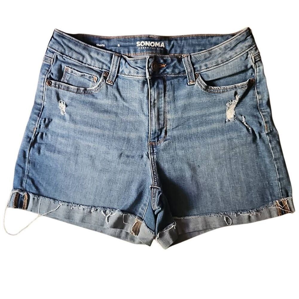 Sonoma for Life Distressed Denim Shorts Faded Blue 8